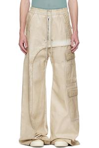 Бежевые брюки Hollywood Imbalanced Double Cargo Jumbo Belas Denim Rick Owens DRKSHDW