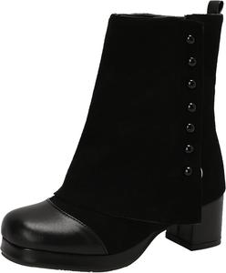 Женские ботильоны на массивном каблуке с круглым носком и молнией XIEPP, Black