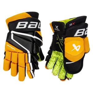 BAUER Новая модель 2022 3X хоккейные перчатки, молодежные и взрослые промежуточные соревновательные, защитная экипировка, молодежные 25 см, черно-золотой