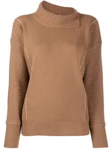 Джемпер асимметричного кроя с высоким воротником Peserico, коричневый