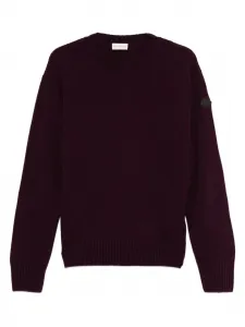 Свитер с нашивкой-логотипом и круглым вырезом Moncler, фиолетовый