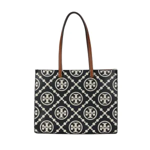 Монограмма T контрастная тисненая сумка-тоут black/white TORY BURCH, Set (Bag+Dust Bag)