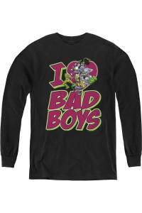 DC Comics "Сердце за плохих парней" молодежная футболка с длинным рукавом Gildan, черный