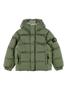 Стеганый пуховик Stone Island Junior, зеленый