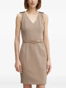 Мини-платье с V-образным вырезом и поясом Guess Usa, светло-коричневый