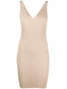Платье в рубчик с V-образным вырезом Rodebjer, нейтральный