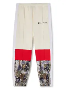 Спортивные брюки в стиле колор-блок с логотипом Palm Angels Kids, белый