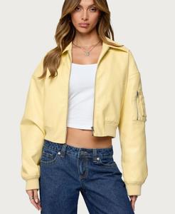 Женская укороченная куртка-бомбер Zayna из искусственной кожи Edikted, Yellow