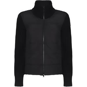 Застегивающийся на молнию утепленный вязаный кардиган Moncler, черный