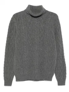 Свитер фактурной вязки с высоким воротником Fedeli, серый