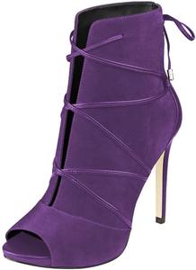 Женские ботильоны YDN с открытым носком, из искусственной замши, на платформе и высоком каблуке-стилетто, с шнуровкой и вырезами, удобные, размеры 4-15, Dark Violet