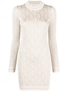 Жаккардовое платье мини с монограммой PALM ANGELS, нейтральный