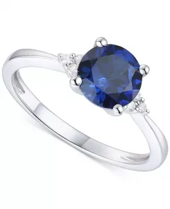 Кольцо с аметистом (1-1/6 карата tw) и выращенным в лаборатории белым сапфиром (1/20 карата tw) из стерлингового серебра с покрытием из 14-каратного золота (также с другими драгоценными камнями) Macy'S, sapphire