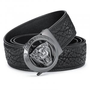 JAGUAR Мужской ремень из натуральной кожи дикого быка с автоматической пряжкой, Black Premium Wooden Box