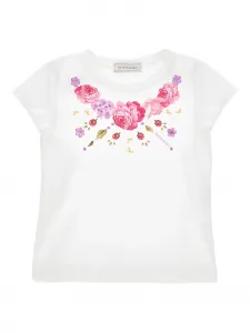 Футболка с цветочным принтом Monnalisa, белый