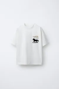 Футболка с принтом «лошадиное стадо» Zara, белый