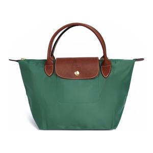 Сумка-кошелек Le Pliage из полиамидового холста с кожаными вставками, малого размера, цвет шалфей, LONGCHAMP