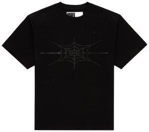 Шелковая футболка Sp5der со стразами, черная