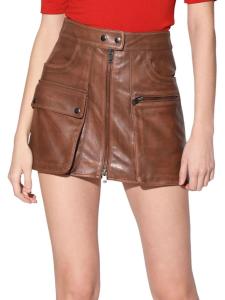 Кожаная мини-юбка Shirley Walter Baker, цвет Teak