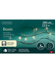 Lumineo Базовая гирлянда из 180 светодиодов, 13,5 м, прозрачный кабель, теплый белый свет