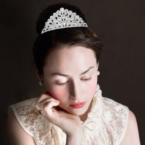 Диадема принцессы с каплевидными камнями FASHNZFAB, серебряный