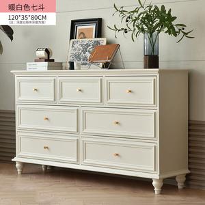 Yu Senyi Комод для гостиной из массива дерева, настенный, в стиле кантри, 7 ящиков, цвет теплый белый