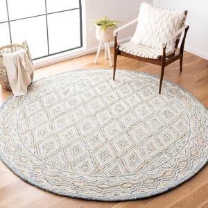 Ковер SAFAVIEH, 214 x 214 см, Capri Collection Blue / Rust CPR217M ручной работы из премиальной шерсти