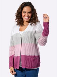 Ажурный кардиган в полоску цвета меланж и экрю WITT WEIDEN