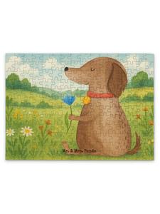 Mr. & Mrs. Panda Дизайн головоломки с собакой и цветами, без надписей, белым цветом