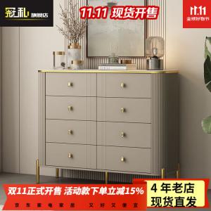 Guansi Комод для спальни и гостиной настенный из массива дерева с каменной столешницей, 5 ящиков, установка включена, A1305# Morandi Gray Gold Four Drawers