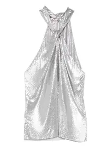 Блузка с вырезом халтер Rabanne, серебристый