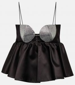 Топ из смесового шелка, украшенный кристаллами Magda Butrym, черный