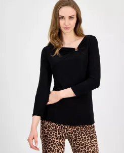 Женский топ с отделкой из металла и рукавами 3/4, P/XXS-XXL Anne Klein, черный