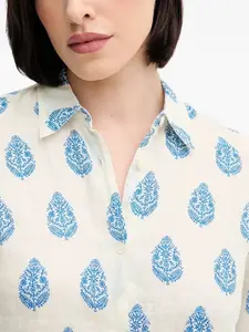 Льняная рубашка с принтом пейсли Mc2 Saint Barth, белый