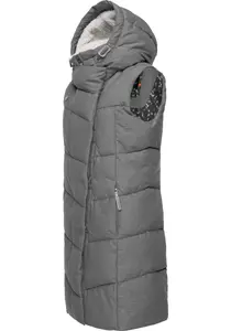 Стеганый жилет Ragwear "Павла Вест", стильный зимний жилет на плюшевой подкладке и капюшоне, серый
