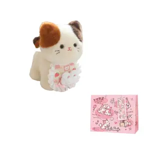 Три цветка плюшевая кукла котенок в слюнявчике высота 20см/30см DIAIWAI