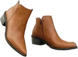 Женские кожаные ботинки на щиколотку с острым носком вестерн короткие винтажные Generic, Brown