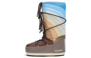 Ботинки женские Moon Boot Icon Rainbow высокие стеганые с принтом, мультиколор