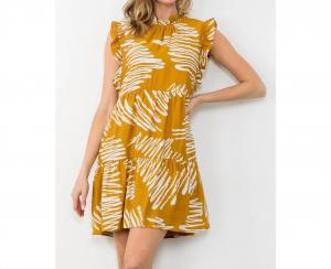 Платье с рукавами-крылышками, горчичного цвета THML, цвет mustard