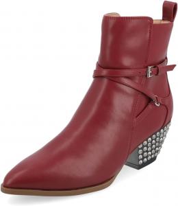 Женские ботильоны YDN с камнями, на каблуке, с острым носком, низким каблуком, боковой молнией и регулируемым ремешком, короткие ботинки, размер 4-16 США, Red