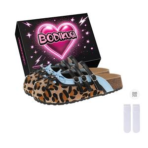 Boldi Kuki Серебристые женские тапочки с закрытым носком на резиновой подошве, устойчивой к истиранию (эксклюзивная упаковка + в комплекте носки)