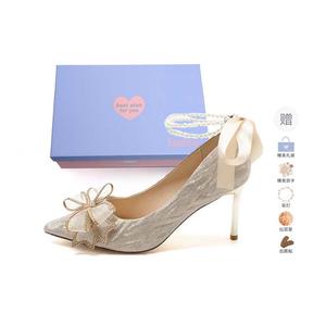 Туфли-лодочки на тонком каблуке 8 см 6 см Xingdiman, серебристые [подарочный набор]