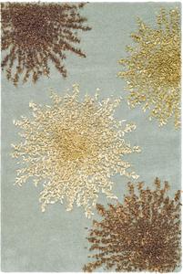Ковер SAFAVIEH, 61 x 92 см, Soho Collection, Light Blue & Multi, ручной работы, звездообразный, шерсть и вискоза, идеален для помещений с высокой проходимостью: прихожая, гостиная, спальня (SOH712C)