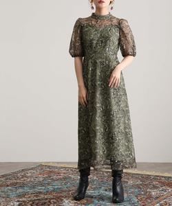 Платье с вышитыми кружевными пышными рукавами, подобранное по цвету, свадебное платье, платье для выпускного вечера Pourvous, цвет Green