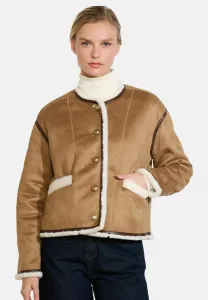 Короткая легкая куртка, имитирующая овчину Lolaliza, Brown Dark Chocolate