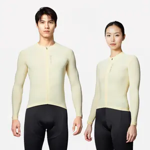 Унисекс дорожная велофутболка с длинным рукавом Van Rysel RCR для защиты от солнца — светло-жёлтая