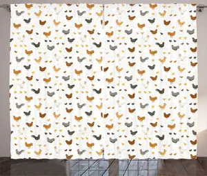 Штора ABAKUHAUS в деревенском стиле, перья курицы и петуха, универсальная ленточная штора для гостиной с петлями и крючками, 280 х 225 см, корица и абрикос Abakuhaus
