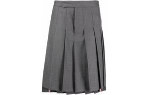 Плиссированная юбка с асимметричным подолом THOM BROWNE, серый