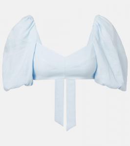 Рианнон укороченный топ с пышными рукавами из льна Zimmermann, Mint