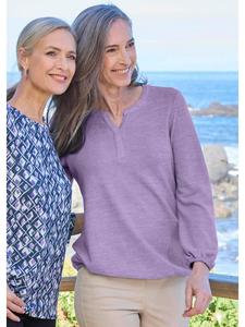 Блузка из джерси. Элегантная блузка с декоративной отделкой, круглым вырезом, сиреневого цвета. GOLDNER